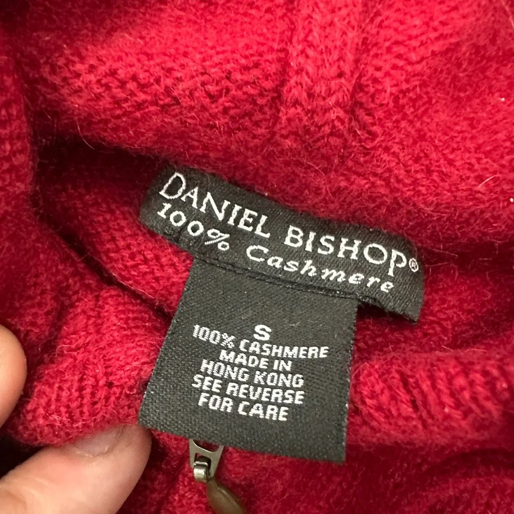 Daniel Bishop Mens Red 100% Cashmere Full Zip Hoodie Sweater Small